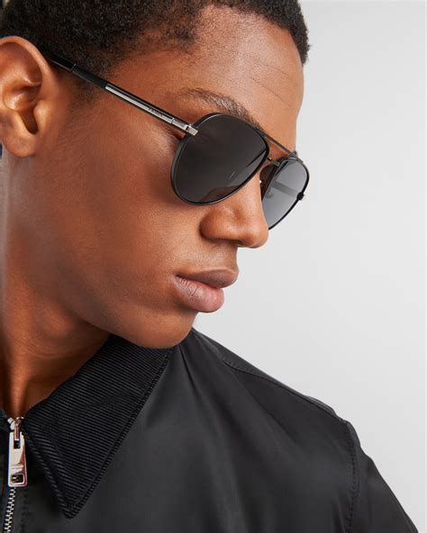 pitch black prada sunglasses|Polarized Black Lenses Sunglasses With Iconic Metal Plaque.